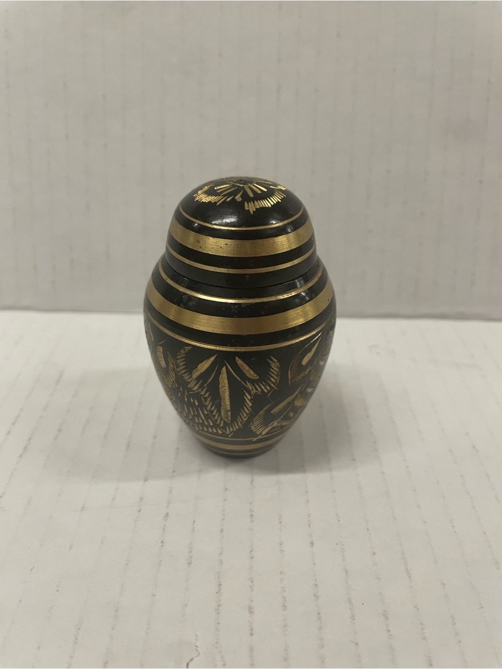 New Black and Gold Metal Keepsake Urn/Spice Jar